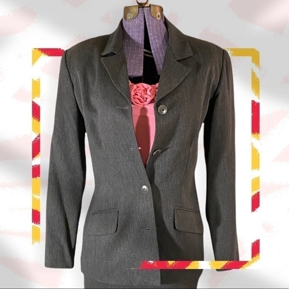 𝅺vintage Tailor B Moss Blazer Charcoal Gray Size 10 Petite - Picture 1 of 8